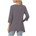 thumbnail image 5 of Aobny Long Shirt Womens Shirts Casual Tunic Gray Blouses & Tops 3/4 Sleeve Pullover V-Neck Tee Shirts Womens,S, 5 of 7