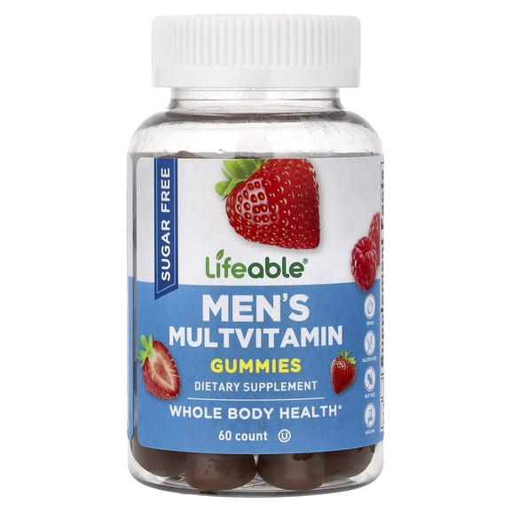 Lifeable Men's Multivitamin Gummies, Sugar Free, Berry, 60 Gummies