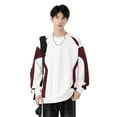 thumbnail image 2 of toraway Chandails à Capuchon pour Hommes Chandail en Molleton Blanc à Col Rond pour Hommes au Printemps et Automne Nouveaux Styles pour Adolescents en Patchwork Rétro Coréen Vêtements Amples et Lourds à Manches Longues m, 2 of 4