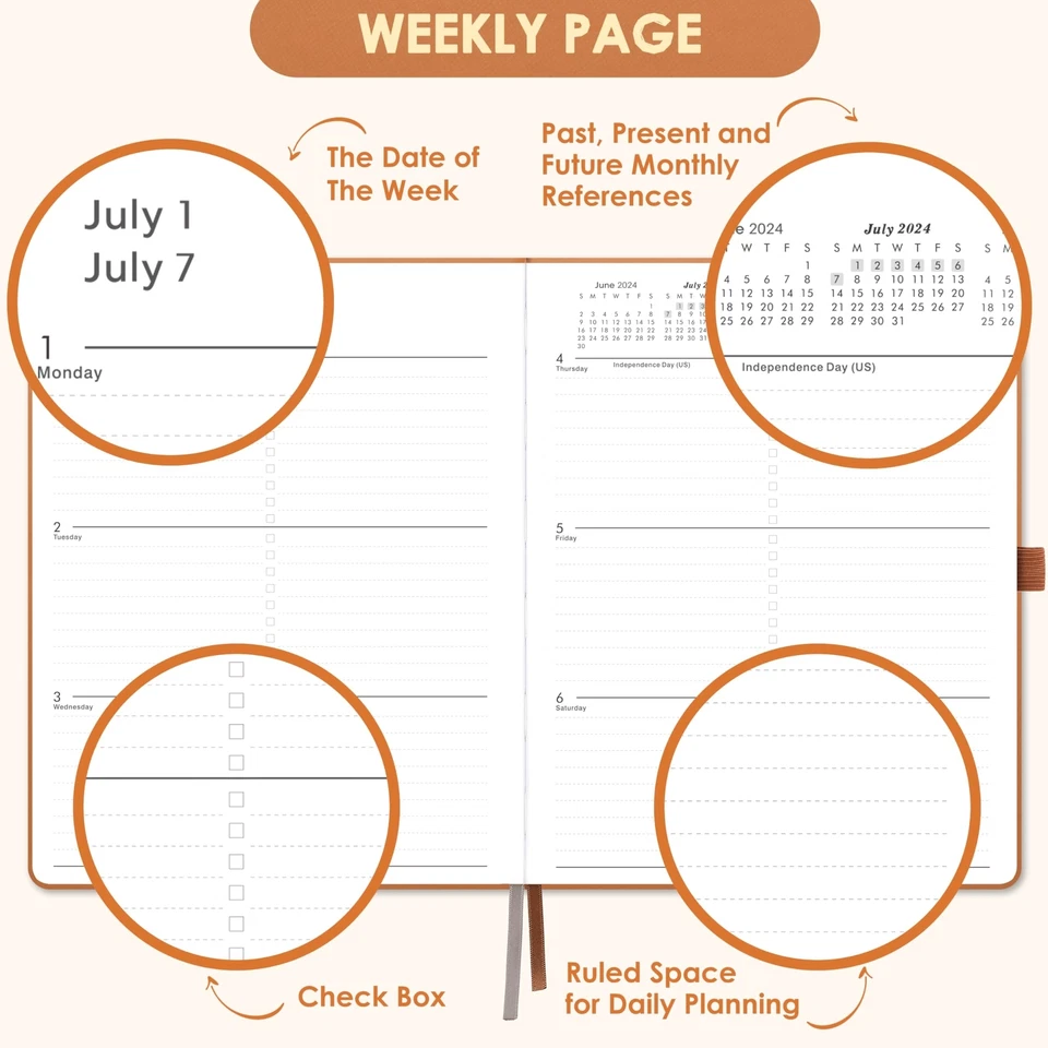2024-2025 Planner - Hardcover Planner 2024-2025, Jul. 2024 - Jun. 2025, Weekl...