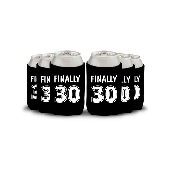30th Birthday Party Can Coolie Finally 30 Party Coolie Birthday Party Supplies Party Bottle Holder Can Holder 30th Birthday Gifts