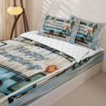 thumbnail image 2 of Manfei Kawaii Camper Zipper Full Size Comforter Sets with Fitted Sheet and 2 Pillowcases,Cute Adventure Car Zipper Bedding Set,Light Blue Beige,Reversible, 2 of 7
