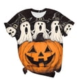 thumbnail image 5 of Craaazy Halloween Tops for Women Loose Fit Multicolor Round Neck Casual Short Sleeve Graphic T‑Shirts With Vivid All‑Over Prints for Daily Wear Festival Party, 5 of 5