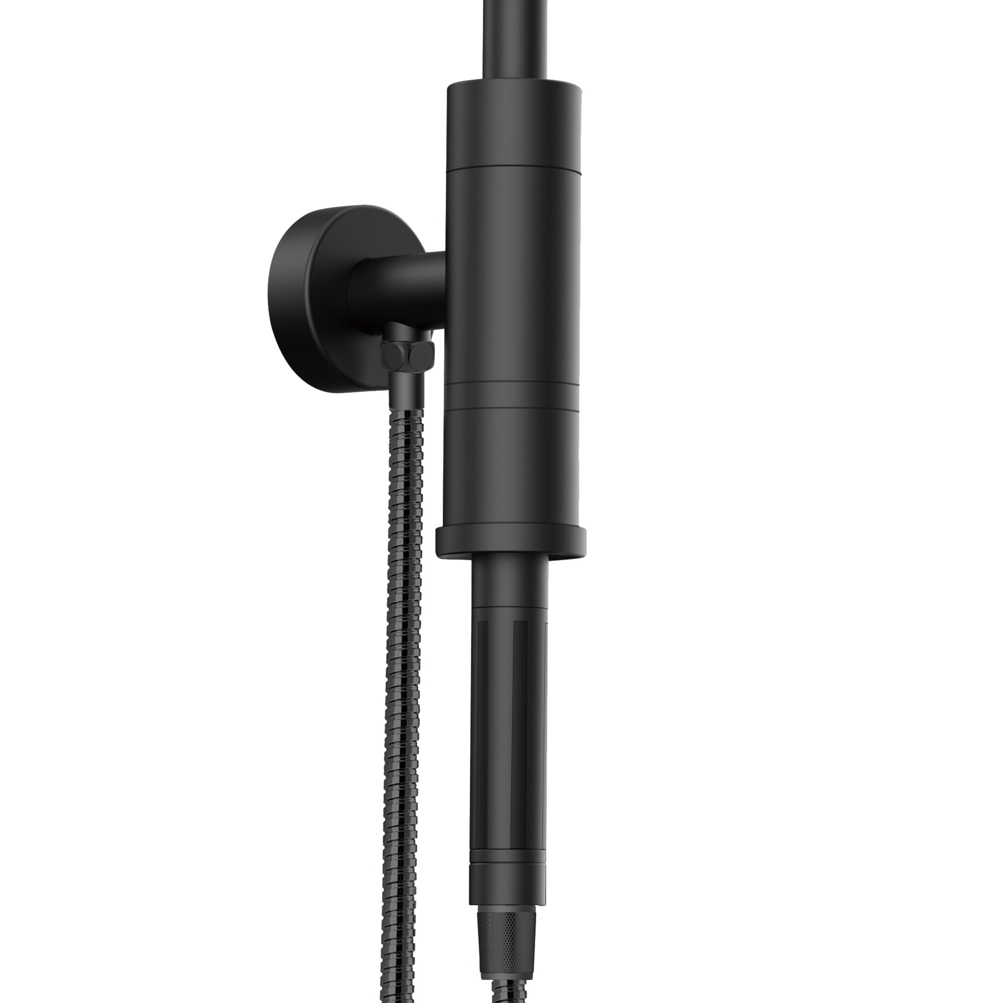 Aquarius 8-in Rain Showerhead Shower System with Pivoting Shower Arm and Magnetic Handshower Holder Matte Black 1.8 GPM