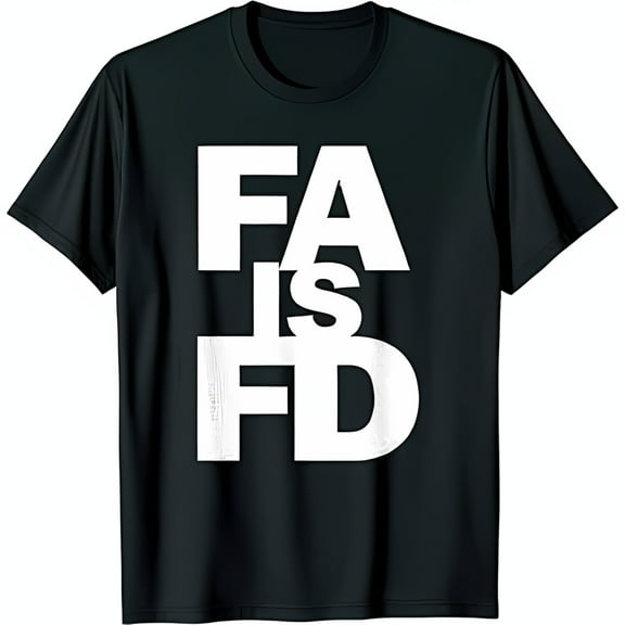 Bold Black T-Shirt with Staggered FA IS FD Graphic Short Sleeve Neck