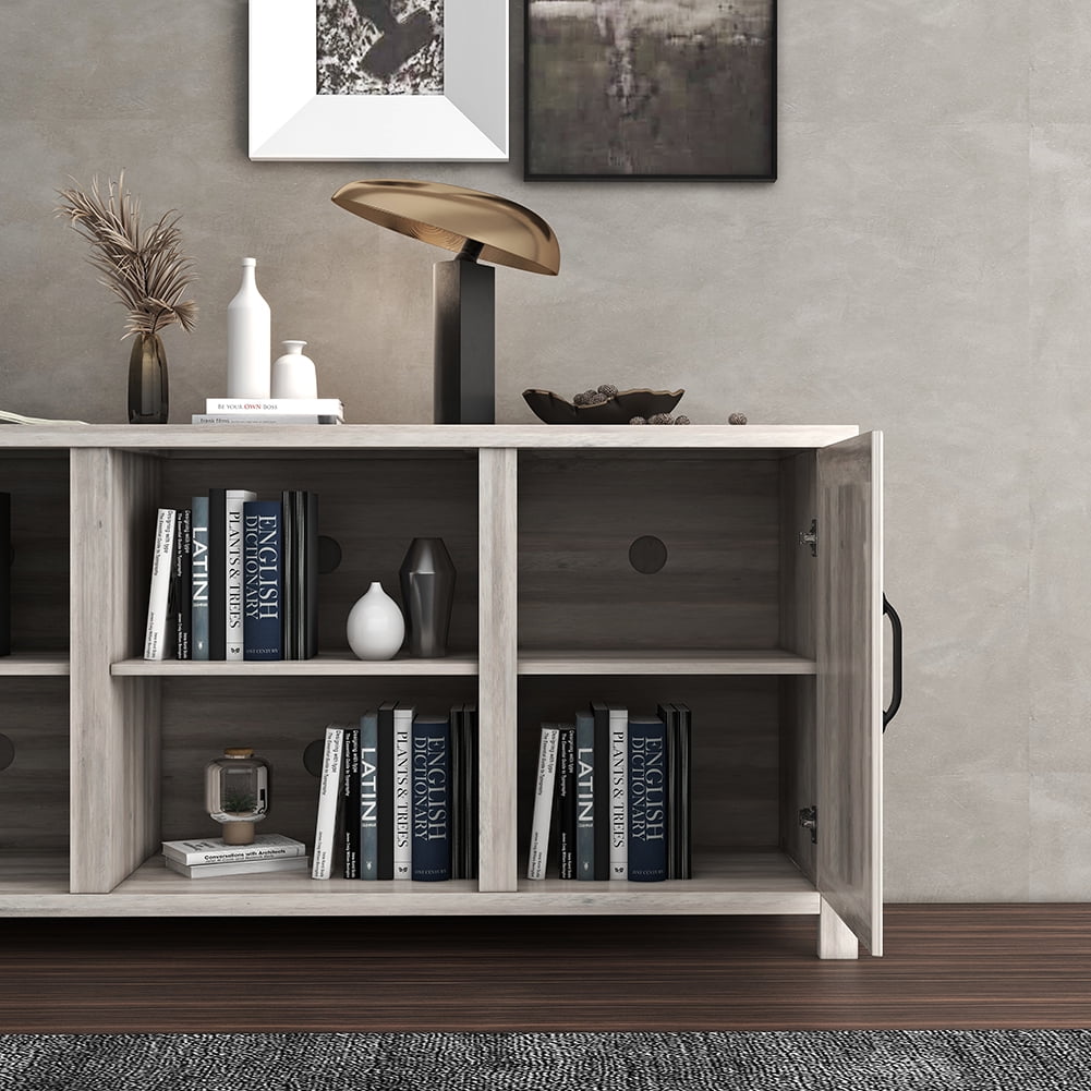 Kadyn 59 Inch Modern Farmhouse Double Doors TV Stand, Wood TV Entertainment Center with Adjustable Shelves, Modern TV Console for TVs up to 65 Inches, Grey Walnut Kadyn 59 Inch Modern Farmhouse Double Doors TV Stand, Wood TV Entertainment Center with Adjustable Shelves, Modern TV Console for TVs up to 65 Inches, Grey Walnut
