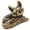 Sleeping F ox, variant on Ancient Antique Metal Foxes Miniature Statue Compacts Home Accent Decorative Piece with Intricate Carving Detail