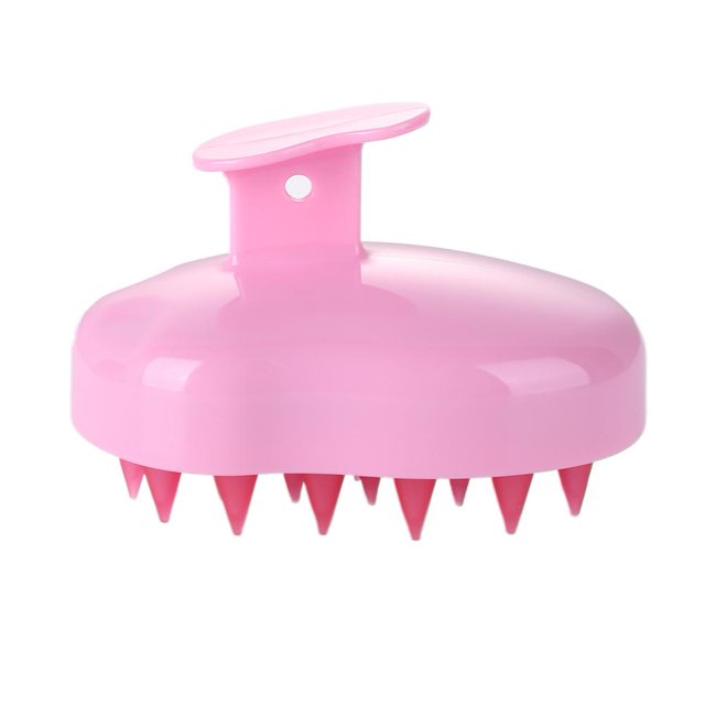 Ducha Cabello Lavado Champú Cepillo Silicona Dientes Cabeza Masaje Cepillo (Rosa)