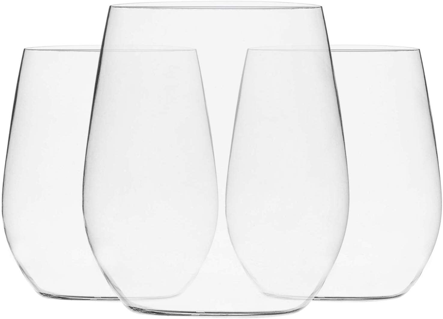 48 Pack Plastic Stemless Wine Glasses Disposable 12 Oz Clear Plastic Wine Cups Shatterproof Recyclable and BPA-Free