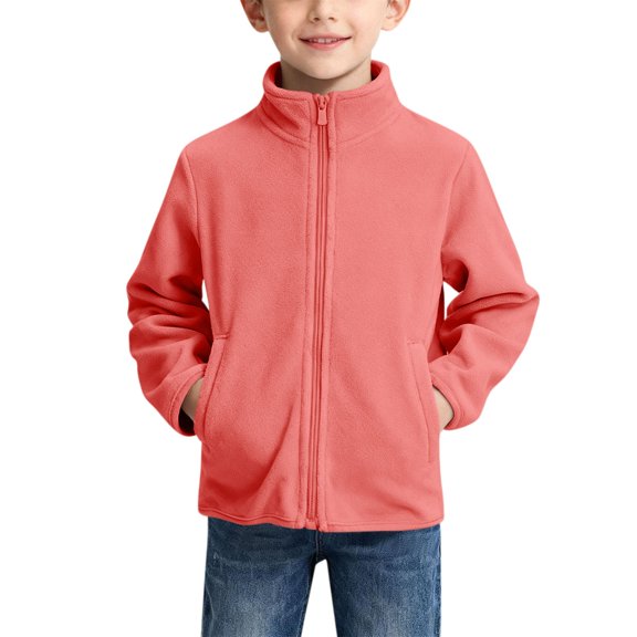 Trikvn Boys Polar Fleece Jacket Kids Full Zip Up Warm Coat Outerwear with Pockets Lightweight Breathable for Youth Hiking Outdoor Sports Camping Fall Winter