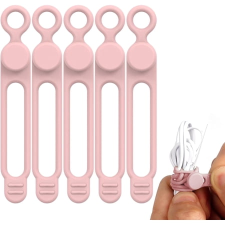 Silicone Cable Ties Cord Ties Wrapper  5pcs Reusable Buckle Design Wire Ties Cable Straps Holder for Cable Management