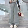 thumbnail image 2 of TOWED22 Girls Jeans Baggy Wide Leg Cute Teen Tween Long Denim Pants Clothes Tall Junior Elastic Band Pockets,Blue,15-16 Y, 2 of 5