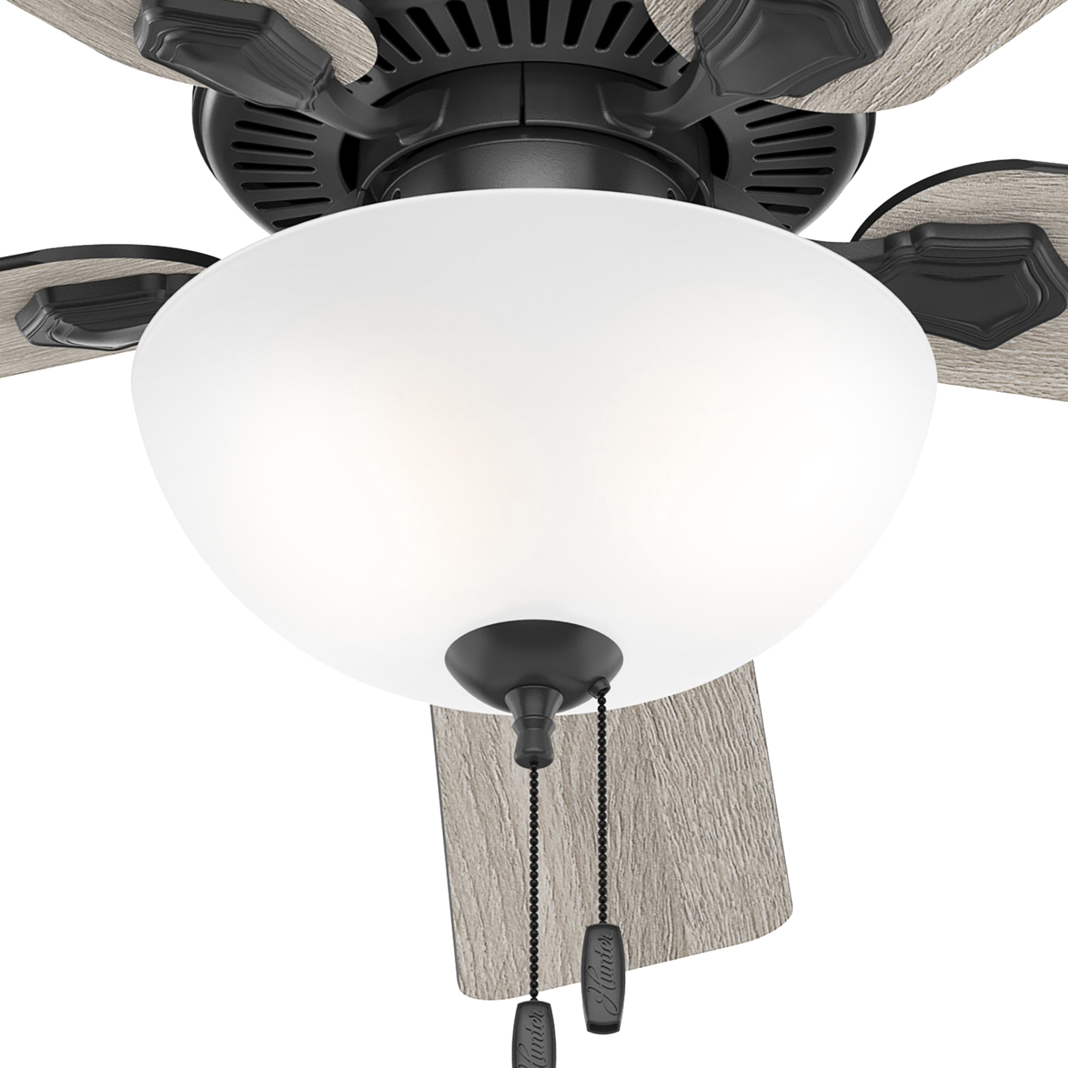 Hunter 52 inch Indoor Ceiling Fan with LED Light - Black Ceiling Fan with Pull Chain, For Bedroom, Living Room, or Kitchen, Standard Mount, No Remote, 5 Blades - Swanson 51738, Matte Black