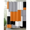 thumbnail image 2 of Abstract Art Shower Curtain, Orange Black Gray Splice Waterproof Shower Curtain Set with 12 Hooks Lightweight Washable Fabric Shower Curtains for Bathroom 72x84 Inches, 2 of 6