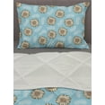 thumbnail image 3 of Flowers Comforter & Sham Bedding Set, Gerbera Transvaal Daisy Flowers Along Plumage Shaped Soft Leaves, 3 pcs Duvet Set Microfiber Filling Quilt, 5 Sizes, Pale Azure Blue and Sepia, by Ambesonne, 3 of 4