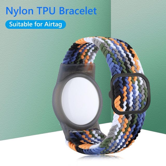 Funda protectora de TPU antirrayas con pulsera de nailon para Apple Airtag (vaquero)