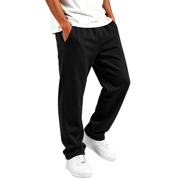 Boys Sweatpants with Pockets Baggy Elastic Waist Wide Leg Casual Kids Jogger Pants Black 6 T
