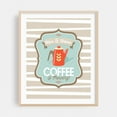 thumbnail image 2 of Rise & Shine Coffee is Brewing // Typography // Seafoam Blue-Green, Khaki Brown, Red, Yellow, White // Kitchen Decor // V1 - Digital Art Coffee Kitchen Decor Unframed Wall Art Print 8 x 10 inches, 2 of 13