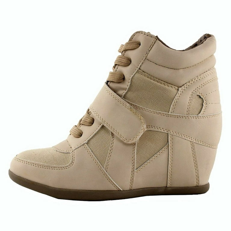 sammy  Sammy-06 Women's Lace Up High Top Ankle Hidden Wedge Heels