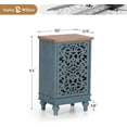 thumbnail image 2 of ZMSHOP Blue Accent Cabinet, 31.5" Tall Side End Table, Distressed Nightstand w/Hollow Carved Door, 1-Door Storage, 2 of 10
