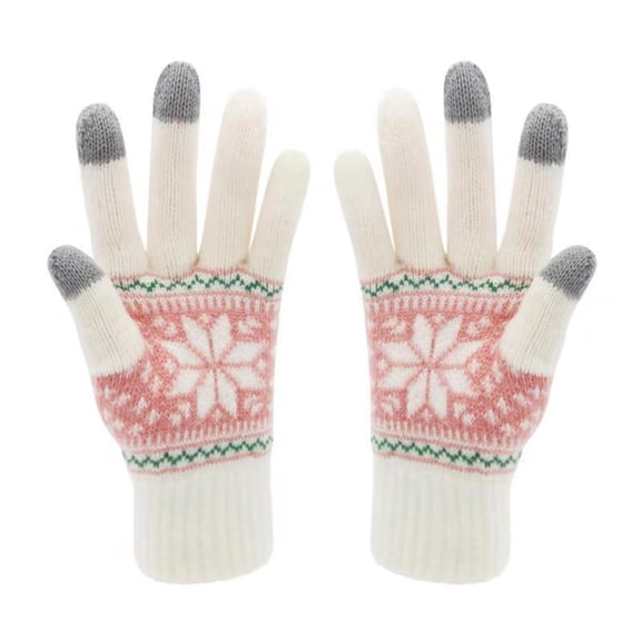 CMrtew Snowflake Winter Gloves for Women Men Touch Screen Warm Knit Glove Snow Flower Winter Glove for Cold Weather Ski Riding