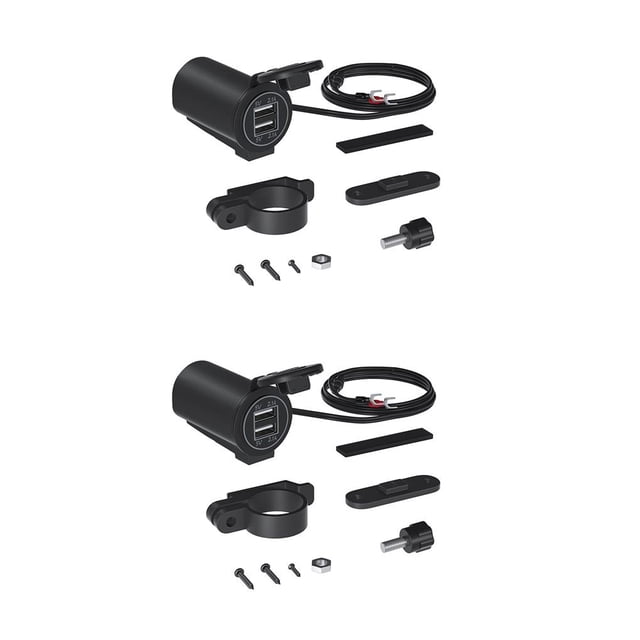 Sidaley Doble USB Teléfono negro Cargadores de plástico Twin Iris Alta resistencia a baja temperatura Parte Motocicletas SUV Barcos 2piezas