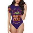 thumbnail image 1 of Fotbe Mardi Gras2 Body de Mujer con Cuello Redondo y Mangas Cortas, Sin Mangas Ajustado, Suave, Cómodo y Básico-Small, 1 of 7