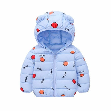 

Juebong Baby Shower Gift Deals Toddler Baby Boys Girls Fall Winter Light Cotton Padded Jacket Hooded Zipper Jacket Coat Light Blue 5-6 Years