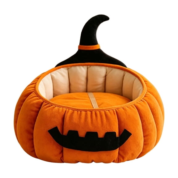 Cute Pumpkin Cat Bed for Indoor Cats, Cat Bed Cave with Removable Washalip Bottom for Kittens & Small Dogs