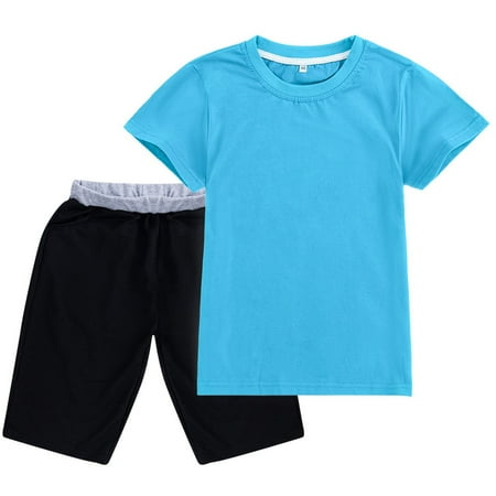 

WUDATI Teen Boy Girl Outfit Halloween Chistmas Toddler Girls Boys Winter Fine Cotton Men And Women 12 Colors 2 14 Years Old Children s Short Sleeved T+ Casual Shorts Suit Sports Suit