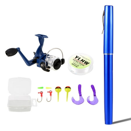 Pen Fishing Rod and Reel Combo Set Mini Telescopic Pocket Fishing Rod Spinning Reel Fishing Line Soft Lures Baits Jig