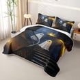 thumbnail image 3 of Feelyou Halloween Ghost Quilt Full, Spooky Gothic Castle Full Bedspread Sets, Dark Blue, 3pcs, 1 Comforter and 2 Pillowcases, 3 of 7