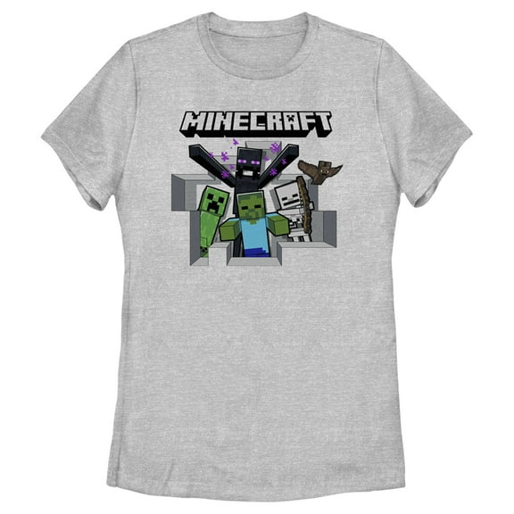 Women's Minecraft Enemy Mobs Graphic Tee Athletic Heather Small