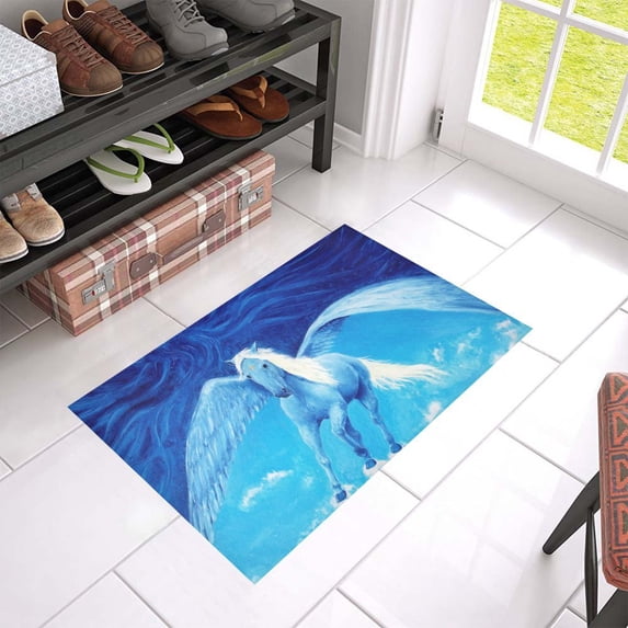 MKHERT Flying White Pegasus Horse Doormat Rug Home Decor Floor Mat Bath Mat 23.6x15.7 inch