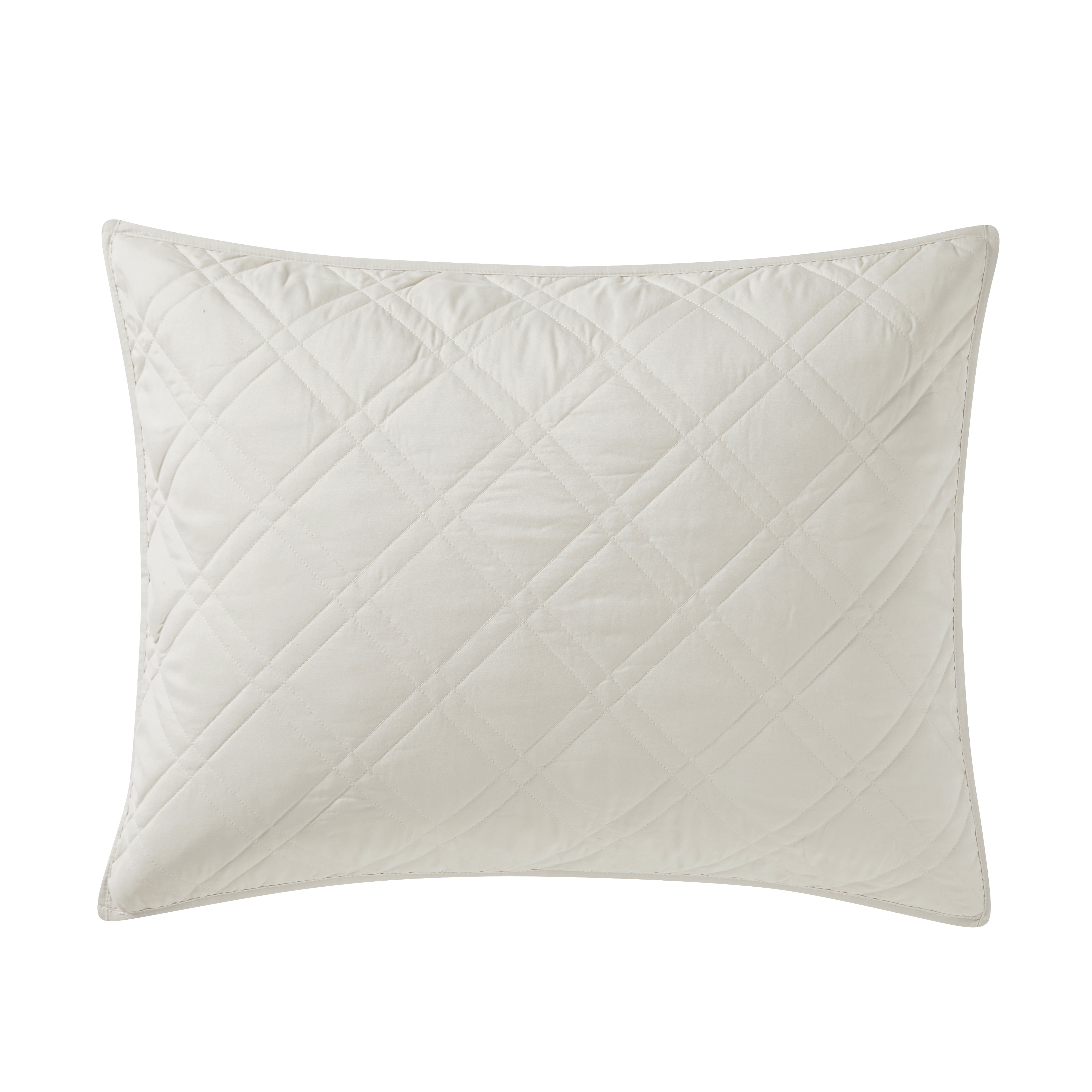 Mainstays Standard Pillow Sham - Soft Microfiber - Beige Plaid, Decorative Bed Sham, 2 Pack
