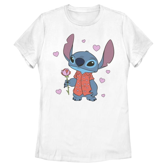 Womens Lilo & Stitch Rose Hearts Stitch T Shirt