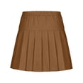 thumbnail image 5 of lcziwo Girls A-Line Pleated Mini Skirt Elastic High Waisted Preppy Style Uniform School Cute Tennis Skirts for Kids Coffee, 5 of 8