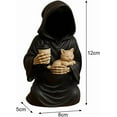 thumbnail image 6 of Emotional Support Grim Reaper Figurine – Exhausted Gothic Statue with Support Card, Funny Ironic Desk Decor - for Office Coworkers, Black Robe Mystery Figure (Go), 6 of 7