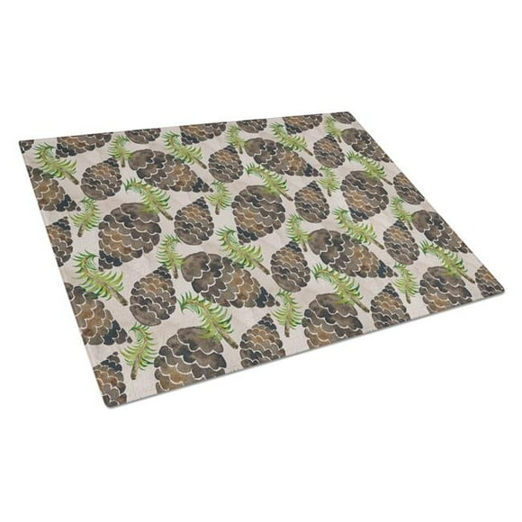 Watercolor Pine Cones Glass Cutting Board, Large
