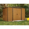 thumbnail image 1 of Arrow Woodridge Coffee/Woodgrain Steel Storage Shed, 1 of 6