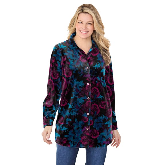 Woman Within Plus Size Velour Shirt