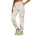 thumbnail image 3 of Women's Cargo Jogger Pants Elastic Waist Casual Tactical Tapered Utility Pants with Pockets, 3 of 6