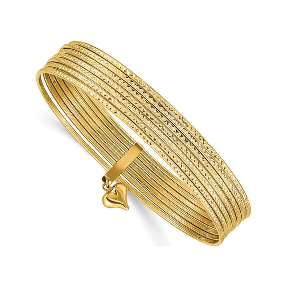 14k Yellow Gold Diamond-cut Slip On 7 s Bangle Bracelet
