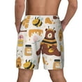 thumbnail image 2 of Lsque Mens Swim Trunks Cute Bee Honey Jar Hive Bear Pattern - Bathing Suit Compression Liner - Beach Swim Shorts Swimwear - (S-3XL) - Stretch Quick Dry -X-Large, 2 of 9