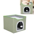 thumbnail image 4 of Foldable Cat House, Soft Comfortable Double Layer Collapsible Pet Cave Bed with Top Railing, Easy to Clean Cat Scratcher House for Indoors, Bedside Table or Desk, 42 X 42 X 35cm, 4 of 8