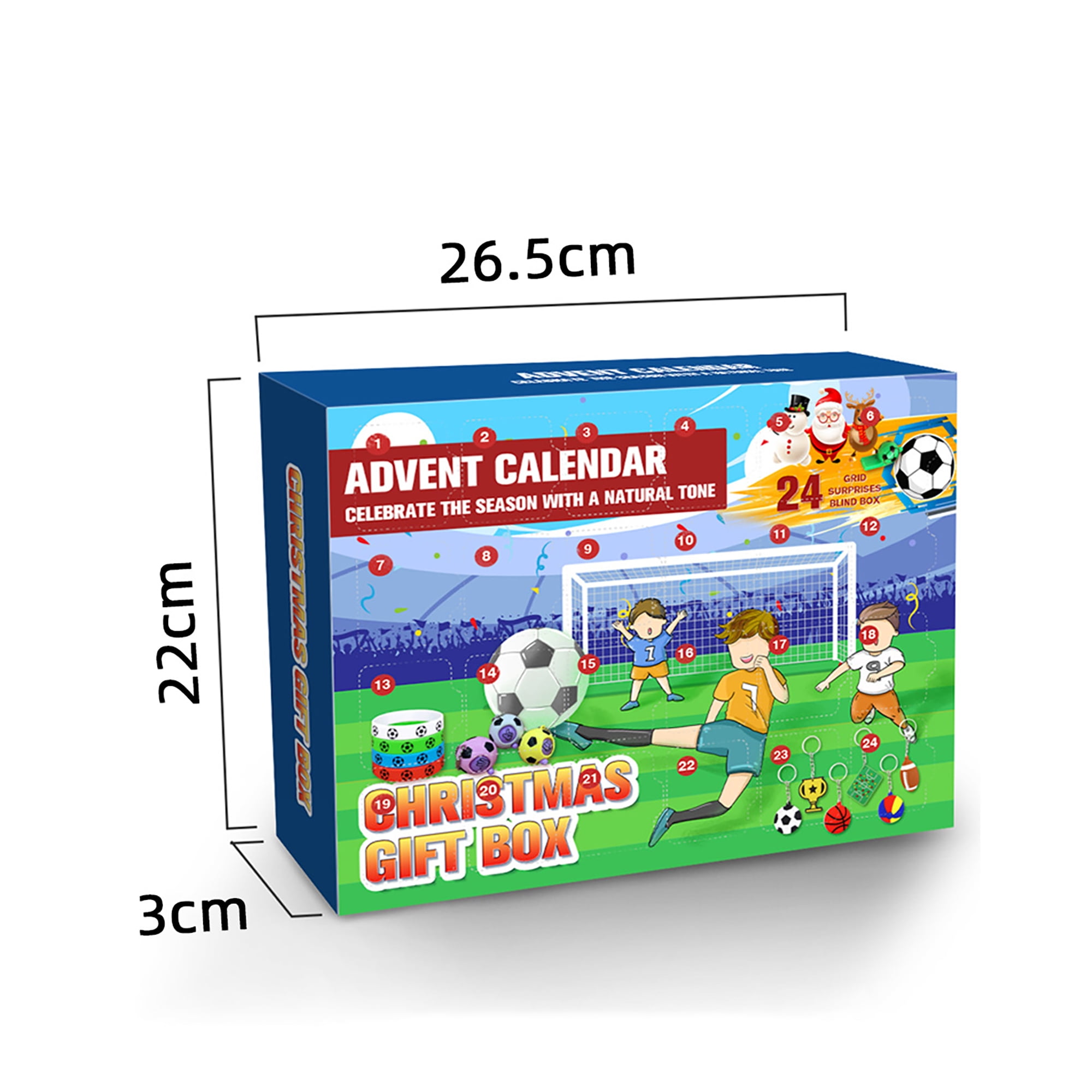 sarzi-christmas-advent-calendar-2022-for-boys-world-cup-theme-soccer-ball-toys-24-days-xmas-countdown-calendar-with-bracelets-medal-keychains-and-whistle-walmart-com