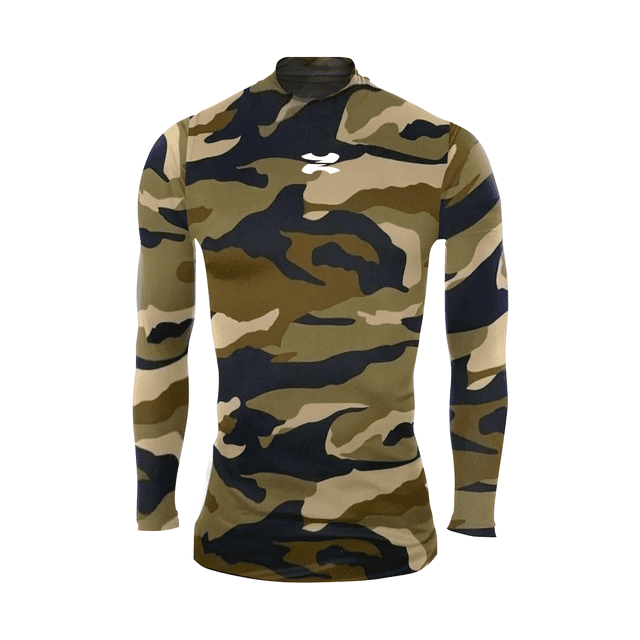 ZAPARI Playera Deportiva Manga Larga, Licras Deportivas para Hombre de Compresion con Cuello Redondo cafe CH