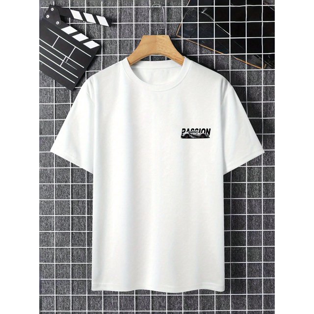 Men's Racing Graphic T-Shirt - Front & Back Passion Racing GT2 Supercar Print, Relaxed Fit Casual Short Sleeve Round Neck Tee, 100% Breathable Fabric for Summer Outdoor & Home Wear