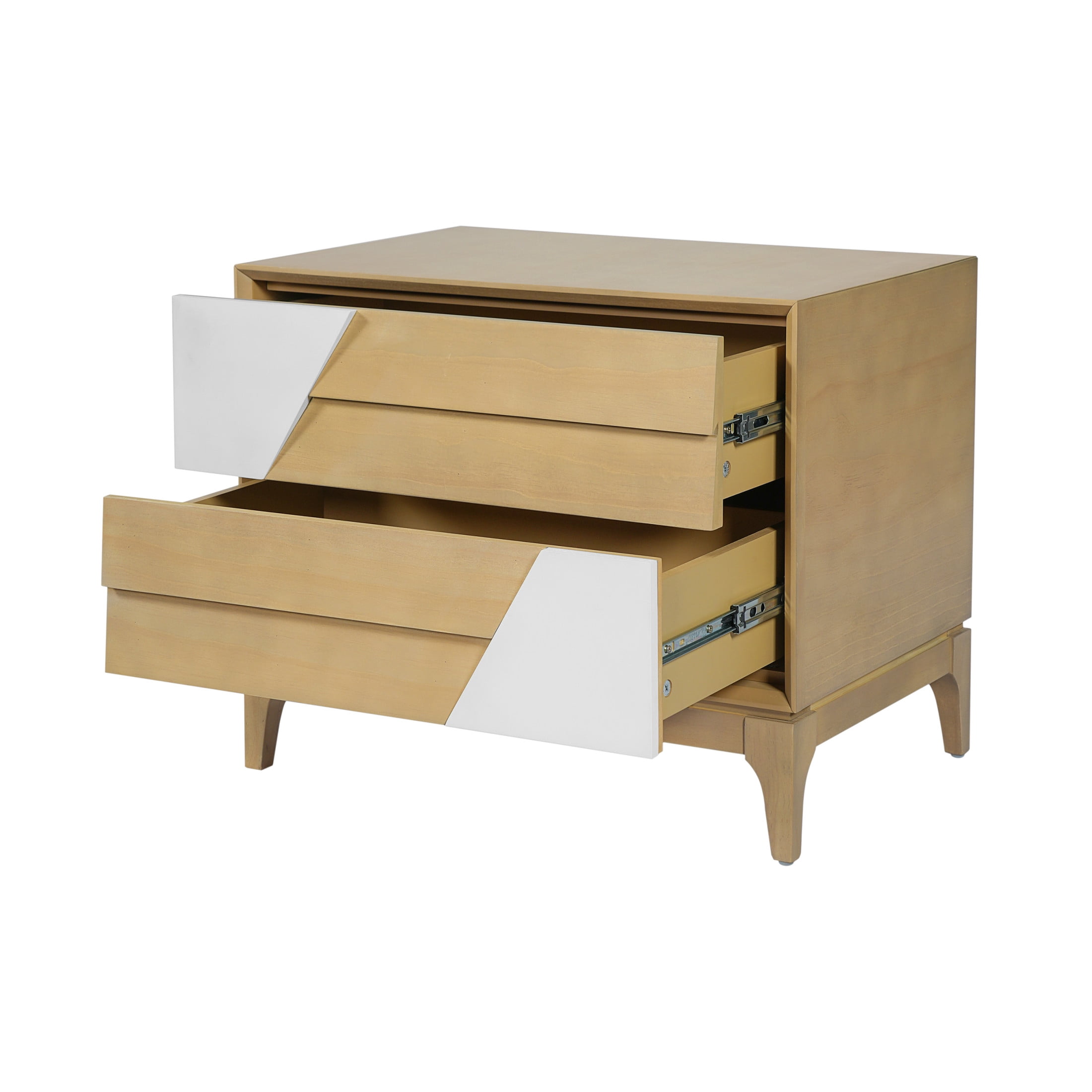 Christopher Knight Home Wooden Nightstand with 2 Drawers, Japandi Style Bedside Table, Natural