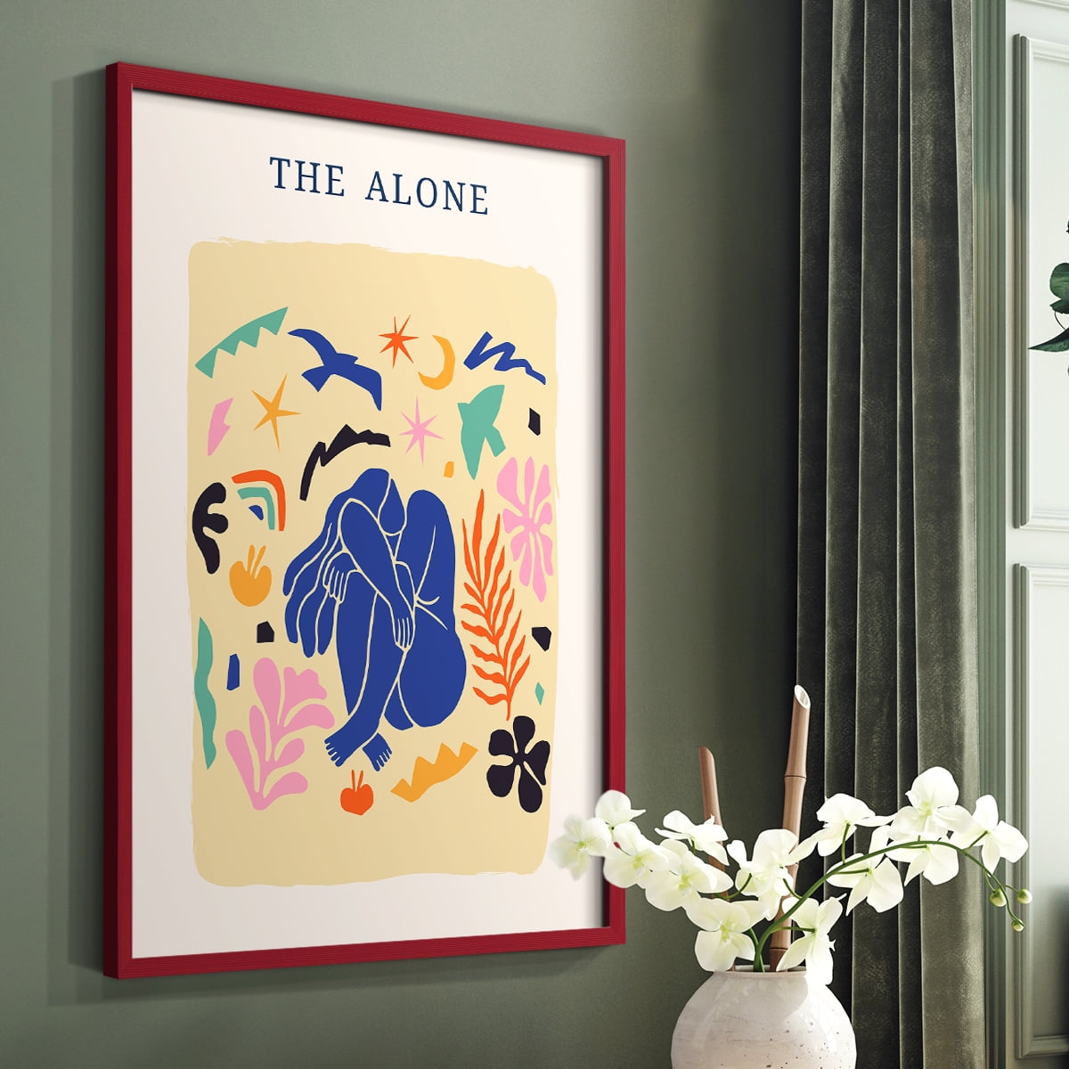 Matisse CDXLIII in Red Solid Wood Framed Print No Nail Hanging